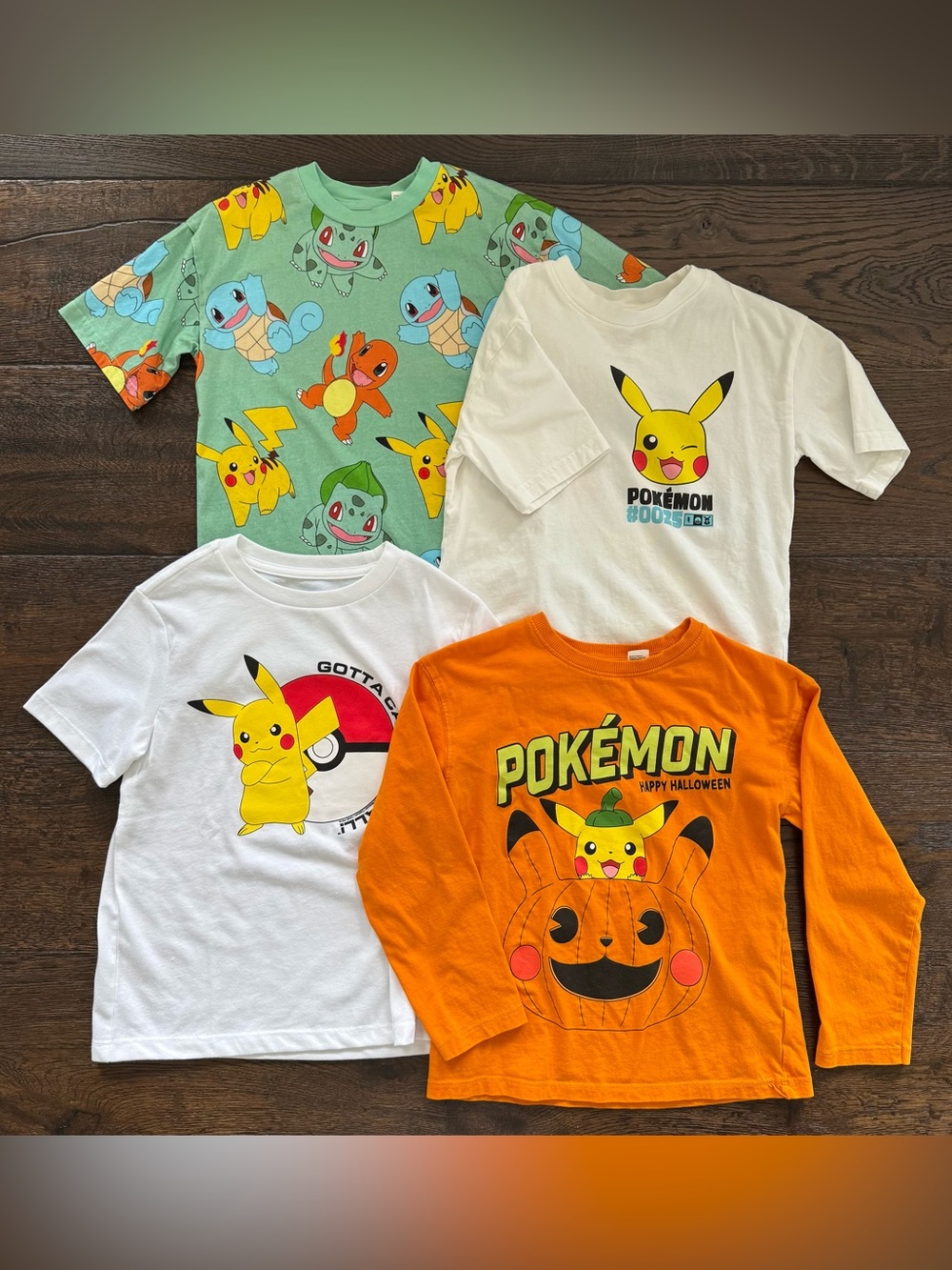 H&M / Old Navy Pokémon Pikachu & Friends Graphic Tees - Green/White/Orange